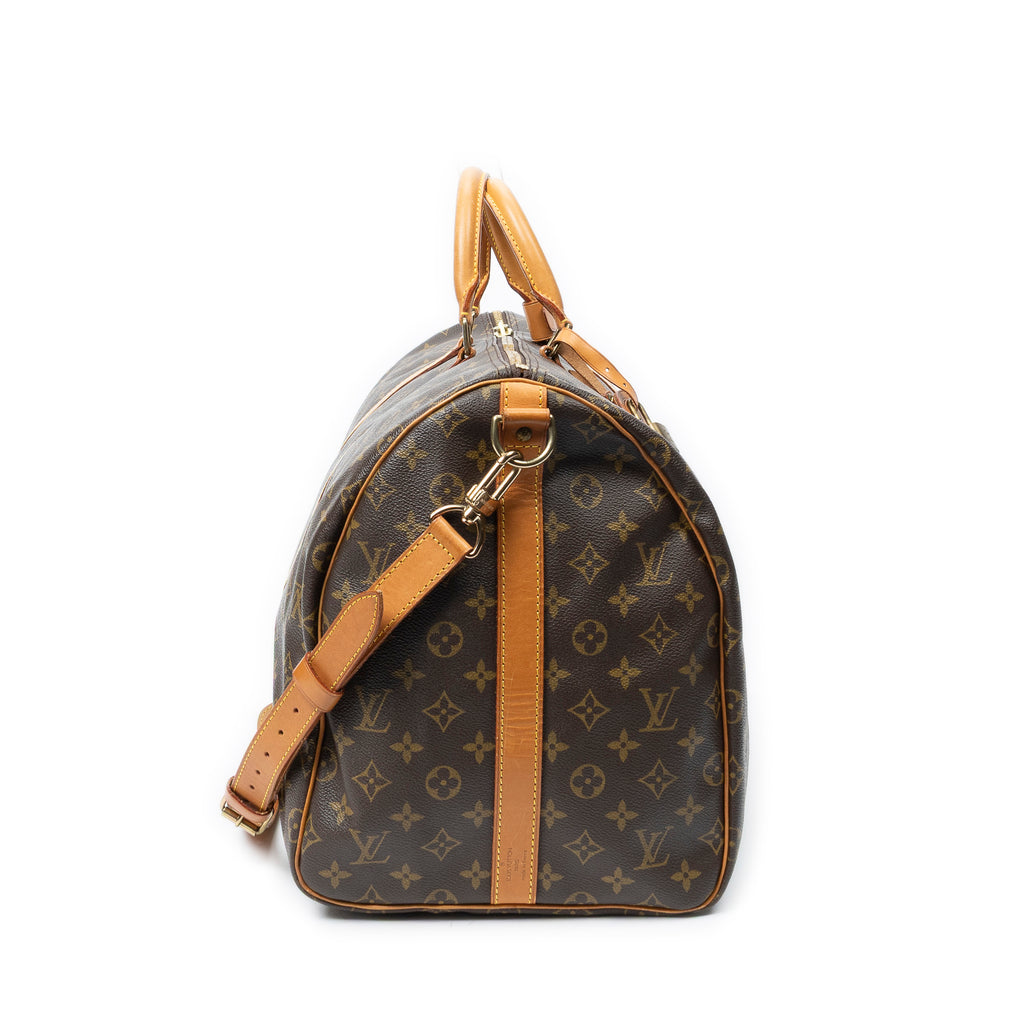 Travel Bag Keepall Bandouliere 55 Brown Monogram Canvas