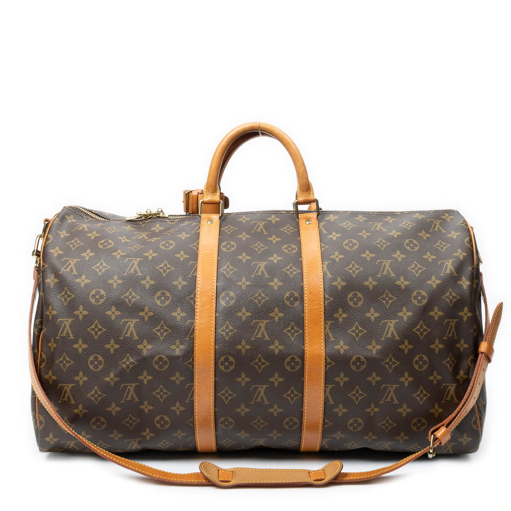 Travel Bag Keepall Bandouliere 55 Brown Monogram Canvas