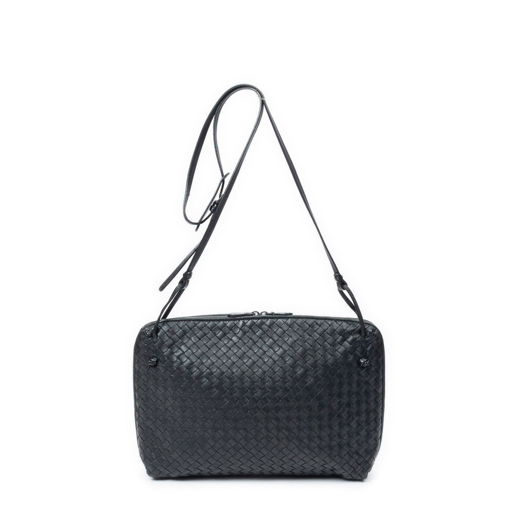 Shoulder Bag Large Nodini Crossbody Black Intrecciato Leather