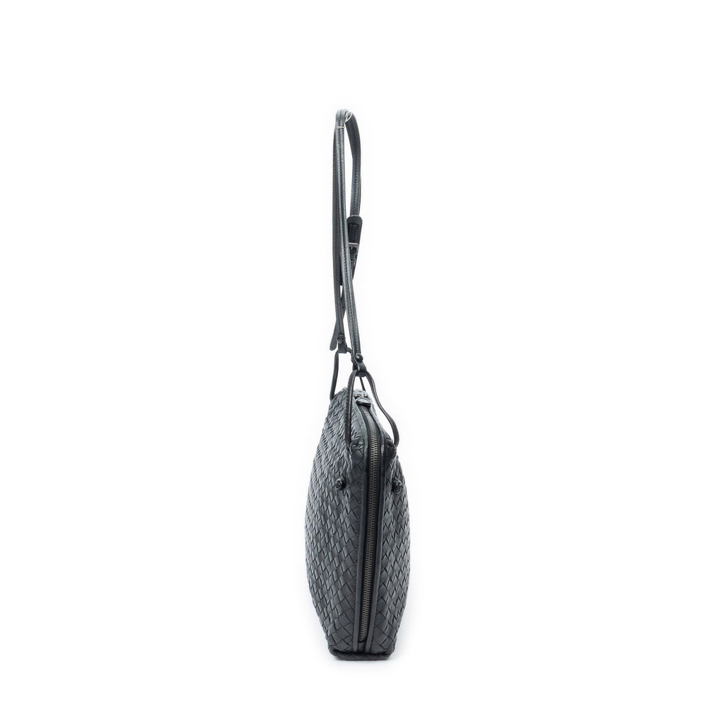 Shoulder Bag Large Nodini Crossbody Black Intrecciato Leather