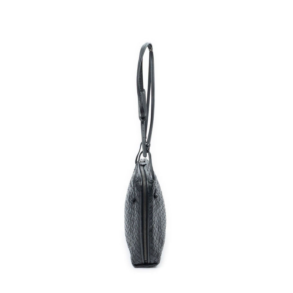 Shoulder Bag Large Nodini Crossbody Black Intrecciato Leather