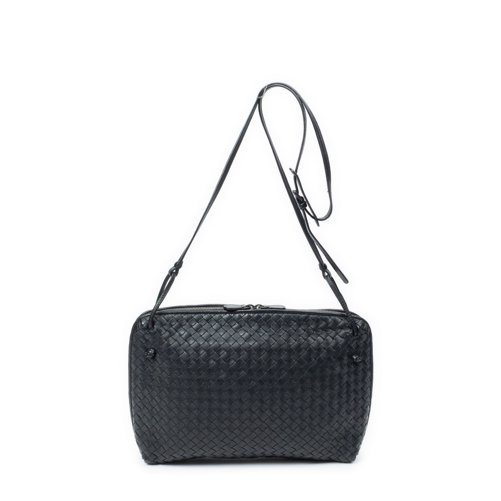 Shoulder Bag Large Nodini Crossbody Black Intrecciato Leather