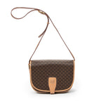 Shoulder Bag Vintage Flap Crossbody Brown Macadam Coated Canvas