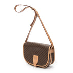 Shoulder Bag Vintage Flap Crossbody Brown Macadam Coated Canvas