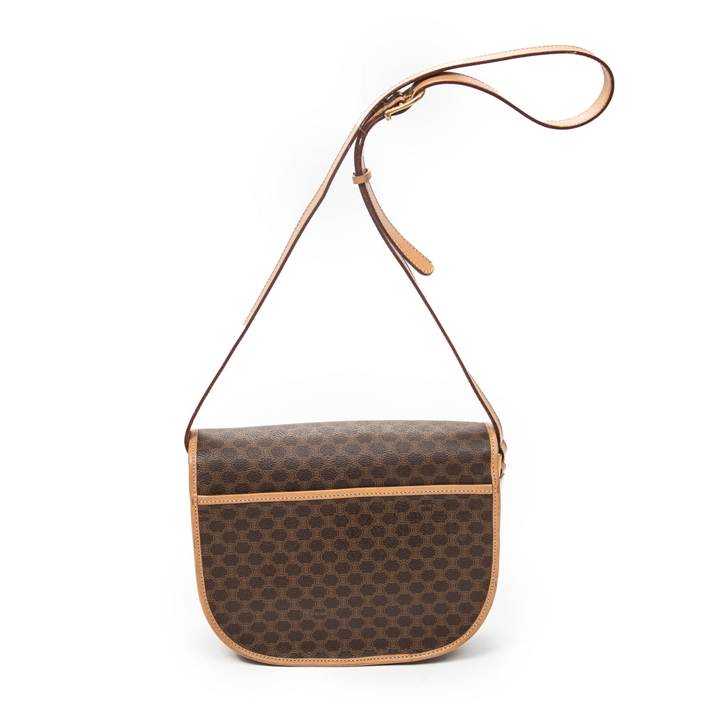 Shoulder Bag Vintage Flap Crossbody Brown Macadam Coated Canvas