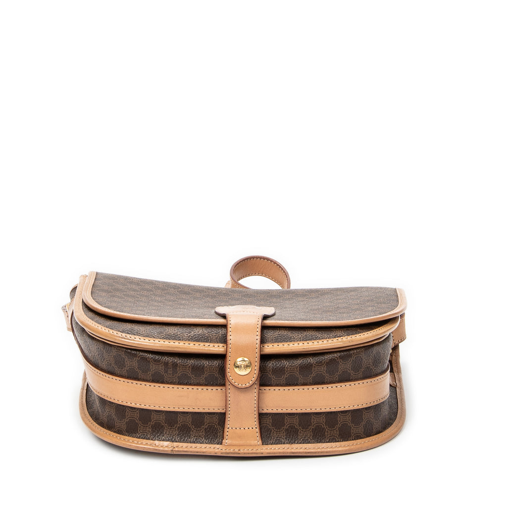 Shoulder Bag Vintage Flap Crossbody Brown Macadam Coated Canvas