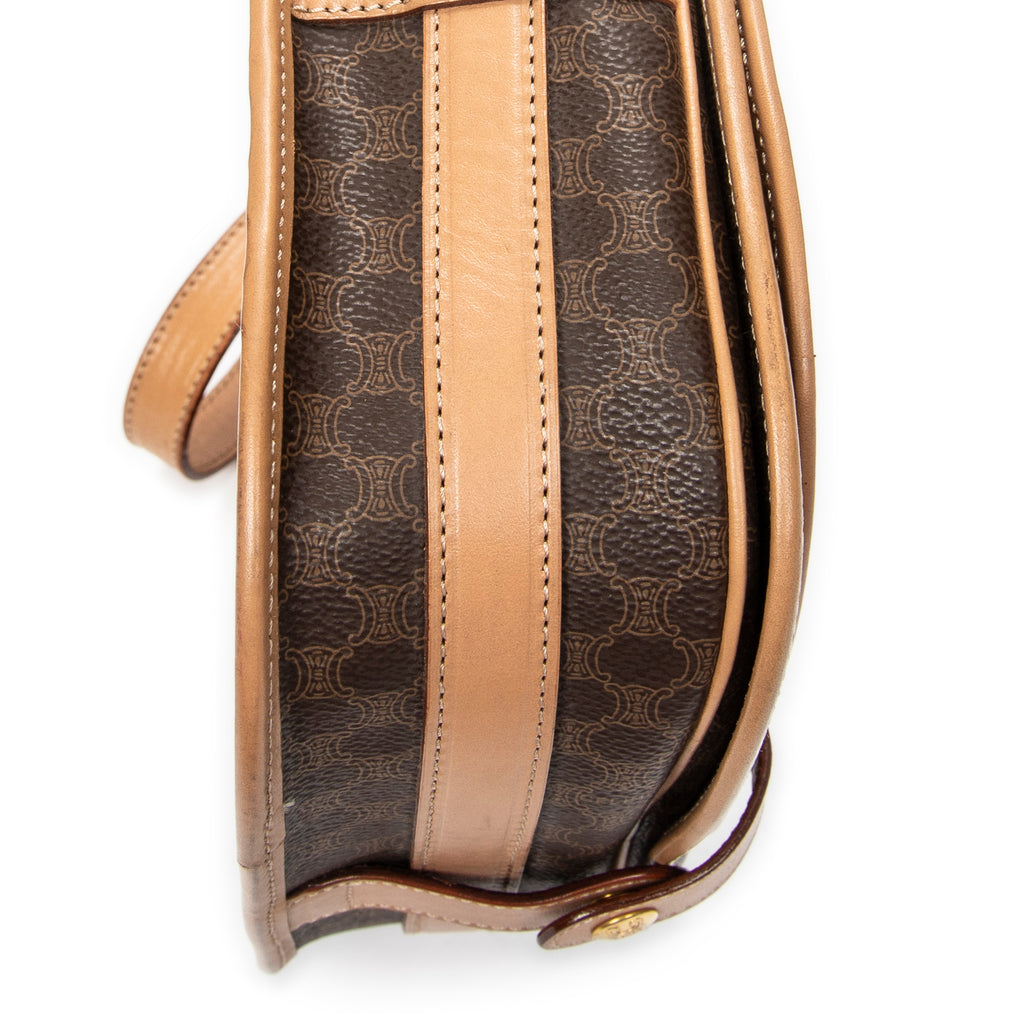 Shoulder Bag Vintage Flap Crossbody Brown Macadam Coated Canvas