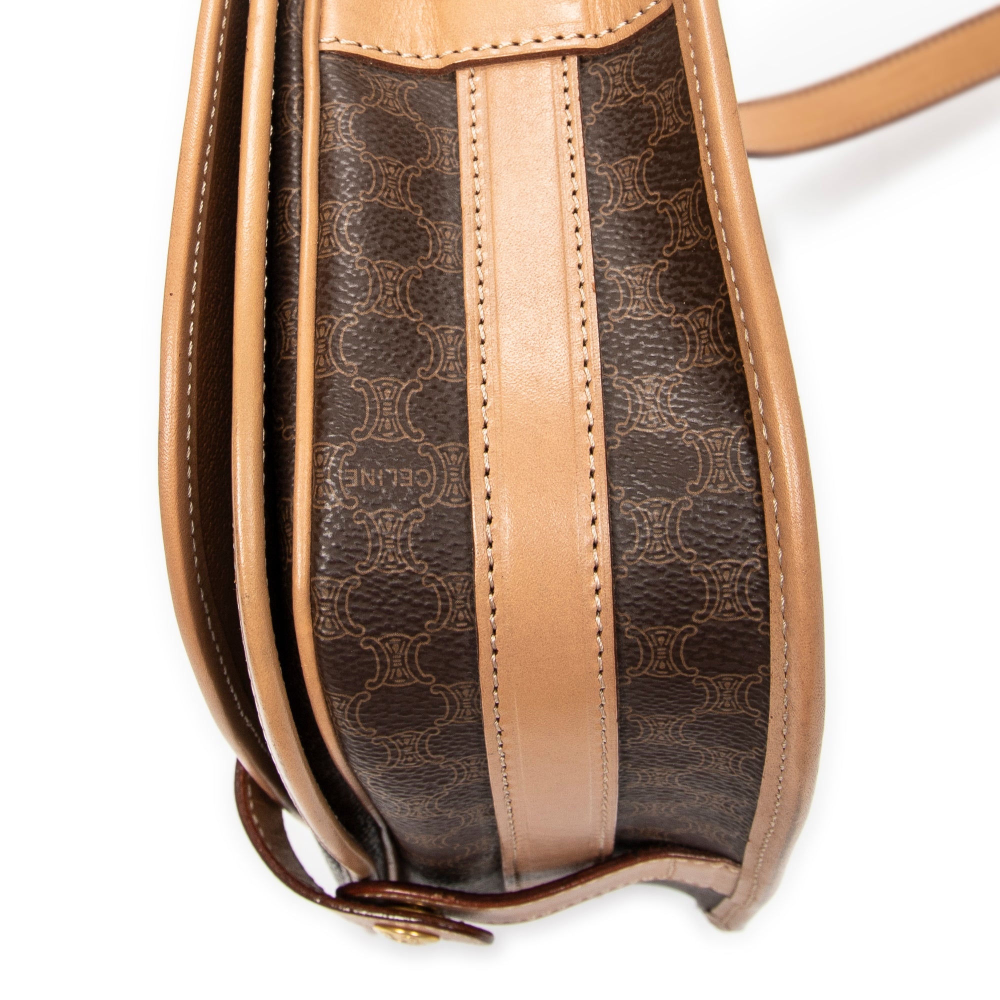 Shoulder Bag Vintage Flap Crossbody Brown Macadam Coated Canvas