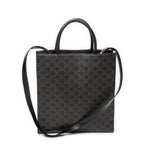 Shoulder Bag Medium Vertical Cabas Tote Black Triomphe Coated Canvas