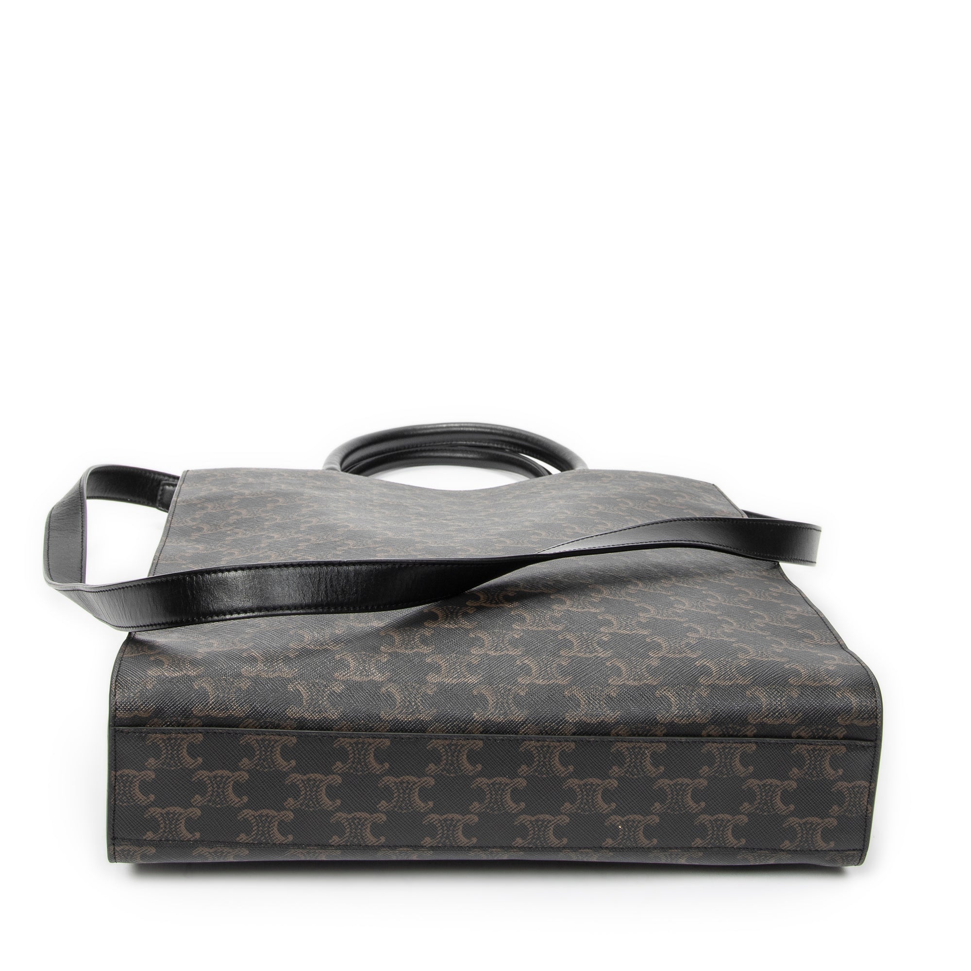 Shoulder Bag Medium Vertical Cabas Tote Black Triomphe Coated Canvas