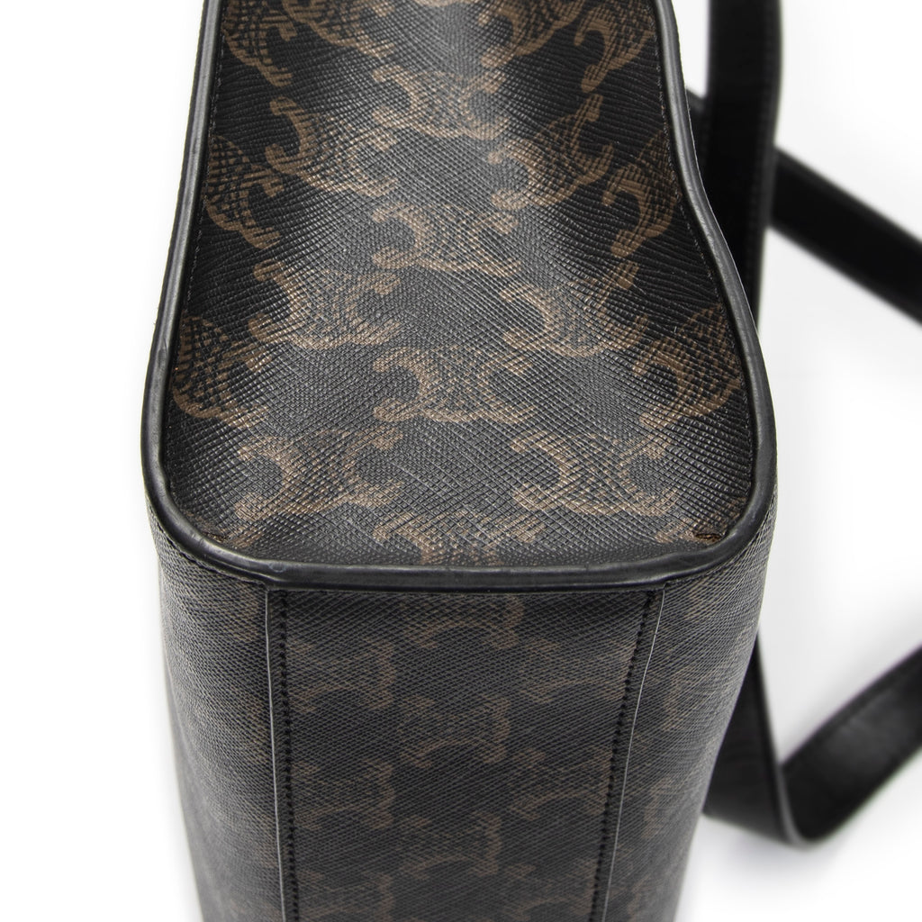 Shoulder Bag Medium Vertical Cabas Tote Black Triomphe Coated Canvas