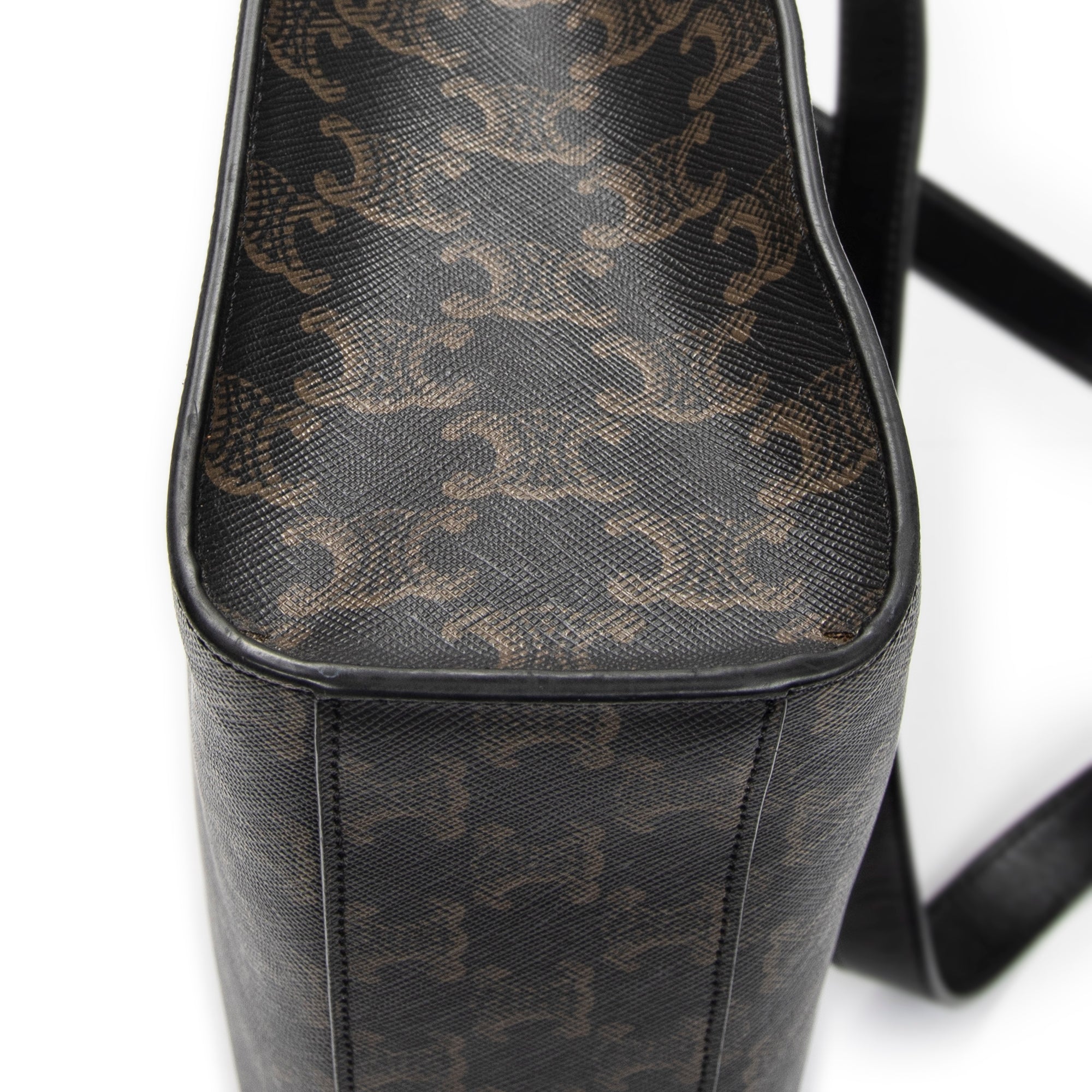 Shoulder Bag Medium Vertical Cabas Tote Black Triomphe Coated Canvas