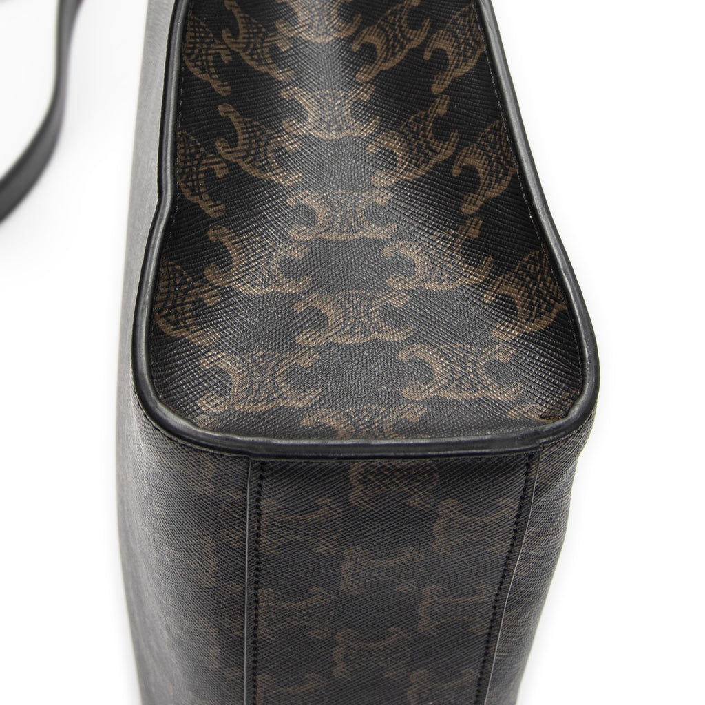 Shoulder Bag Medium Vertical Cabas Tote Black Triomphe Coated Canvas