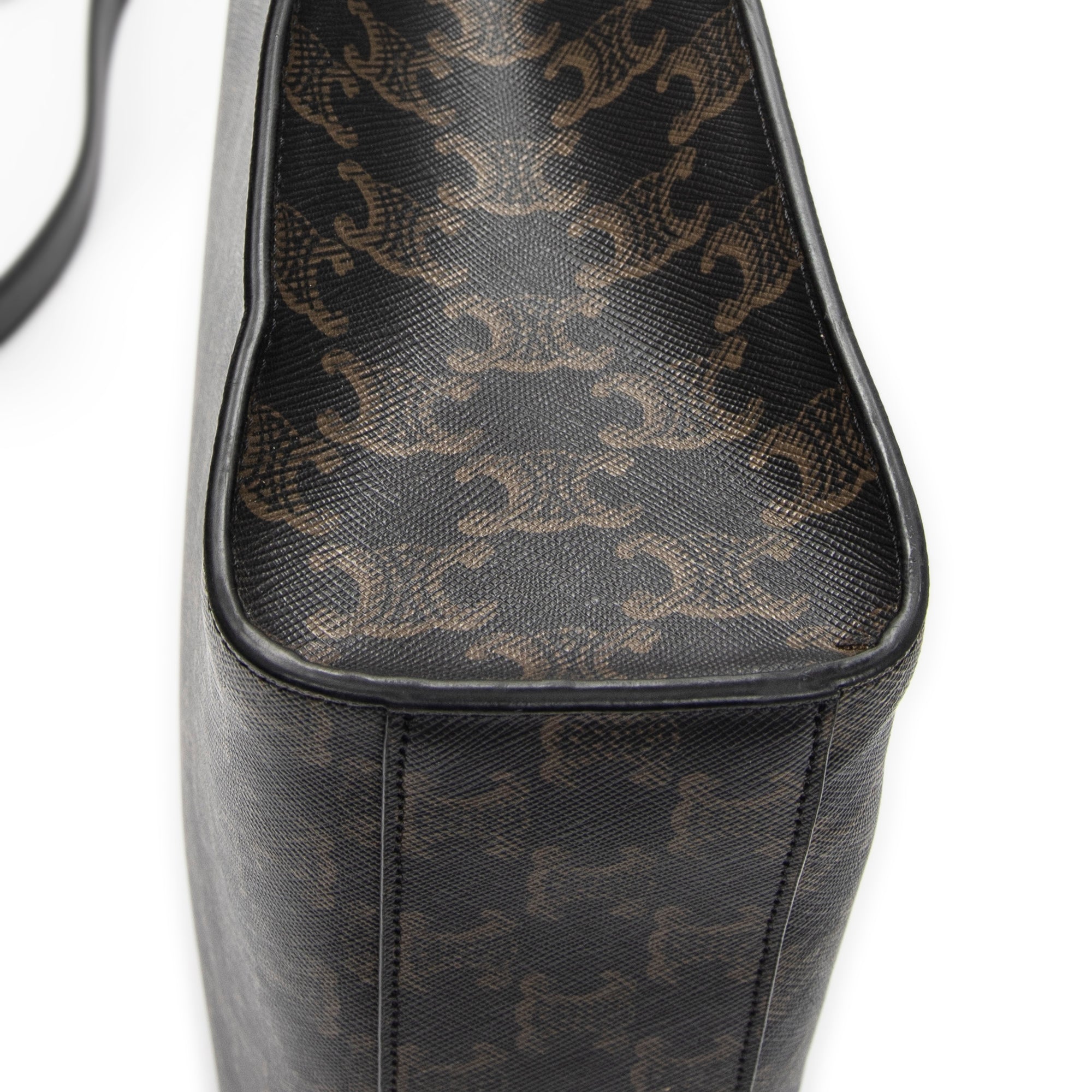 Shoulder Bag Medium Vertical Cabas Tote Black Triomphe Coated Canvas