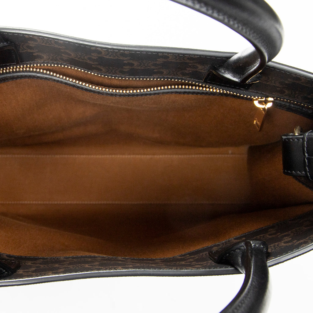 Shoulder Bag Medium Vertical Cabas Tote Black Triomphe Coated Canvas