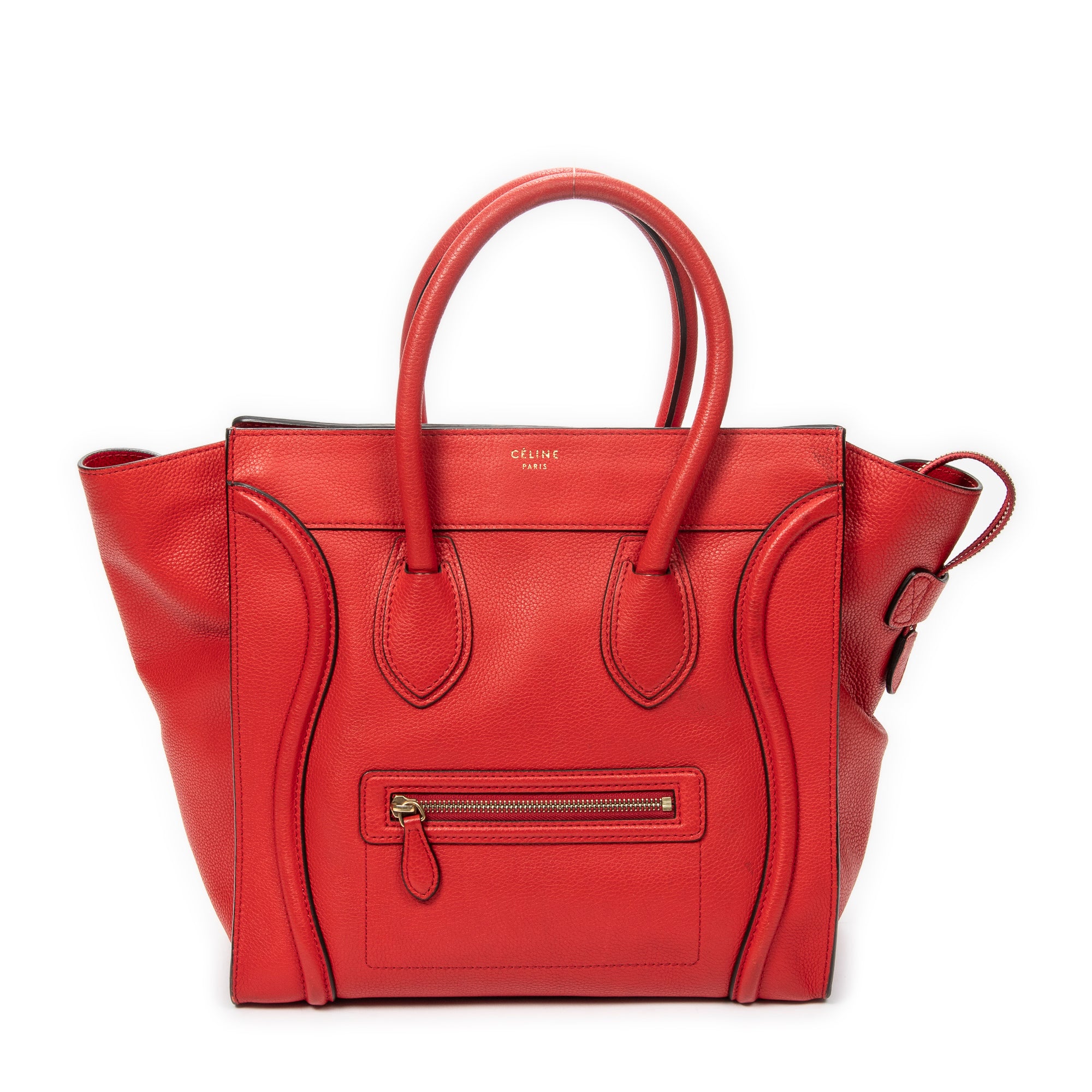 Shoulder Bag Mini Luggage Red Grained Calfskin Leather