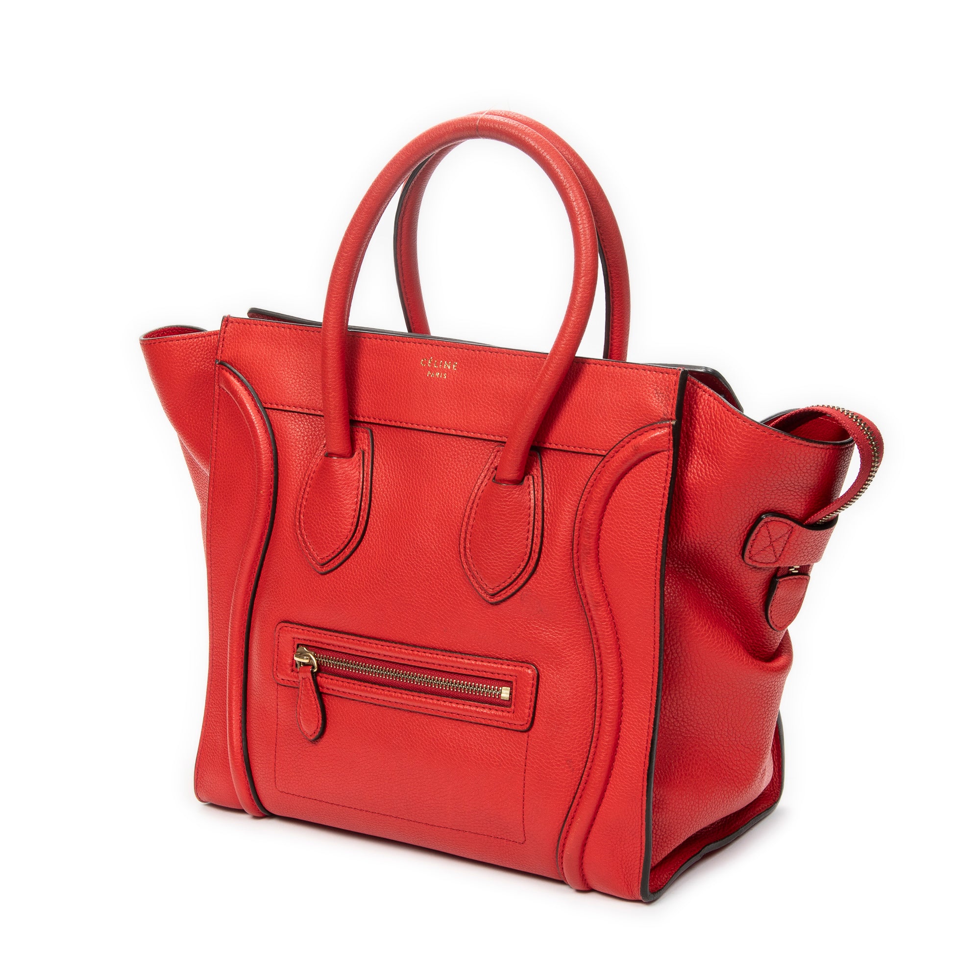 Shoulder Bag Mini Luggage Red Grained Calfskin Leather
