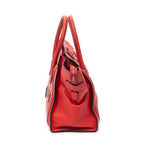 Shoulder Bag Mini Luggage Red Grained Calfskin Leather