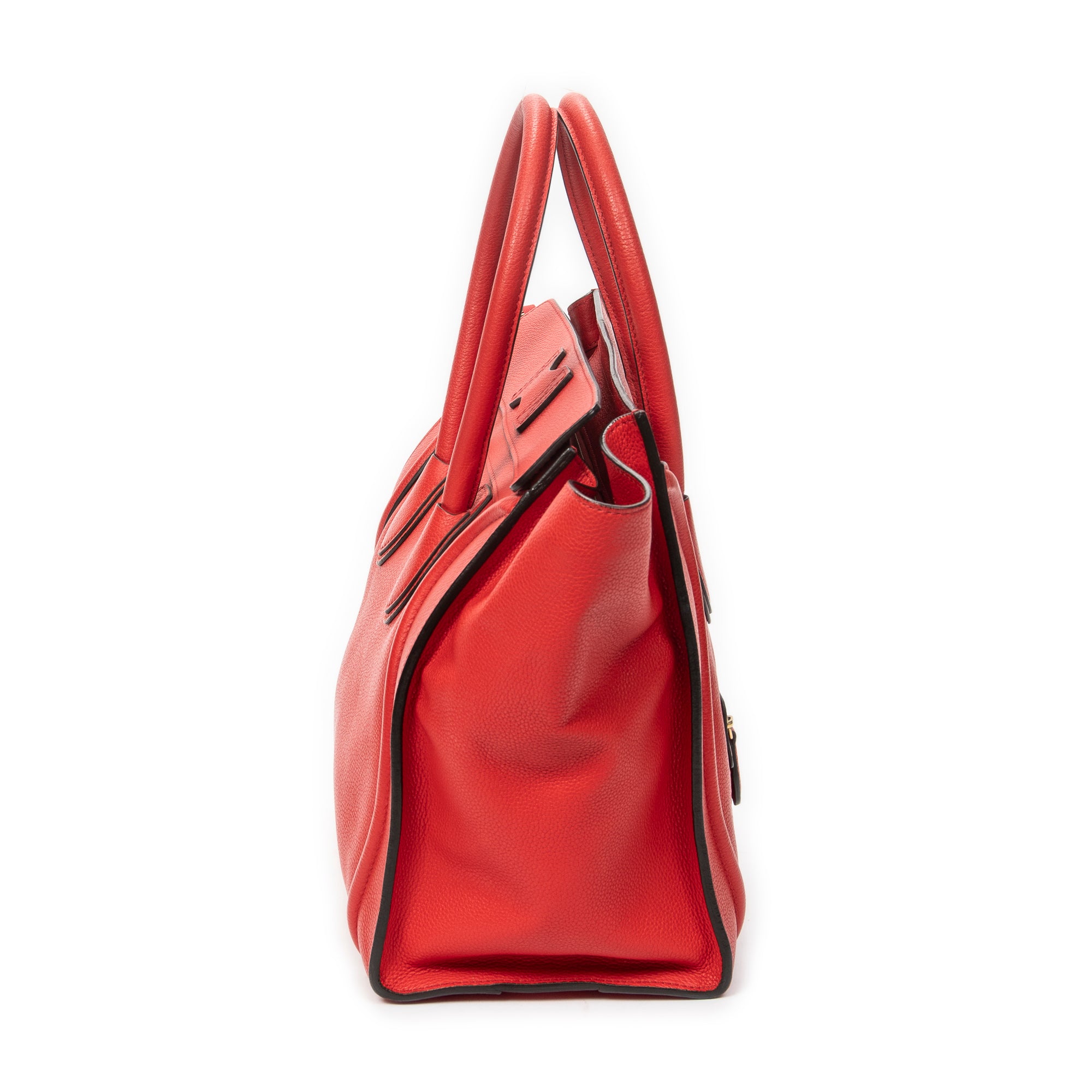 Shoulder Bag Mini Luggage Red Grained Calfskin Leather