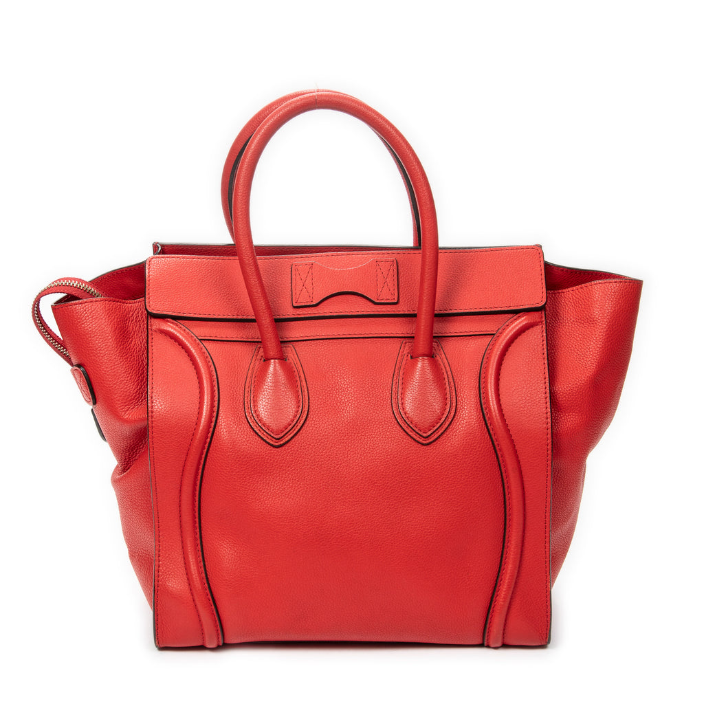 Shoulder Bag Mini Luggage Red Grained Calfskin Leather