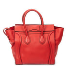 Shoulder Bag Mini Luggage Red Grained Calfskin Leather