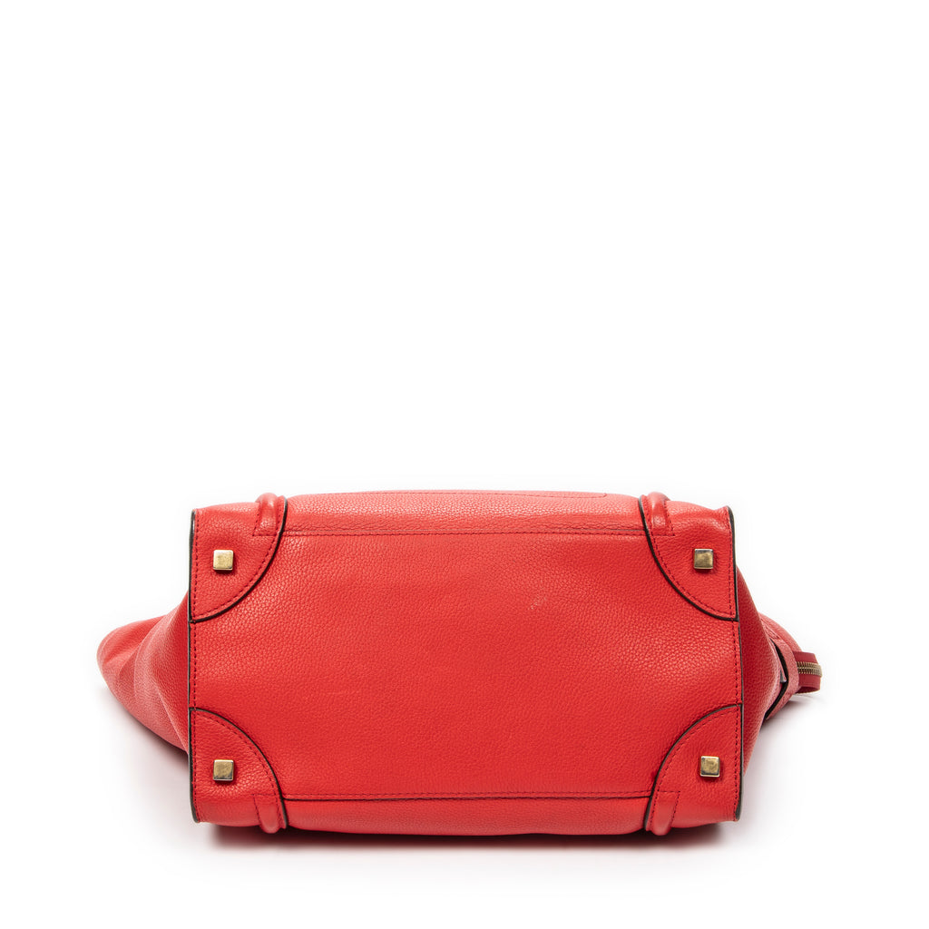 Shoulder Bag Mini Luggage Red Grained Calfskin Leather