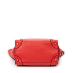 Shoulder Bag Mini Luggage Red Grained Calfskin Leather