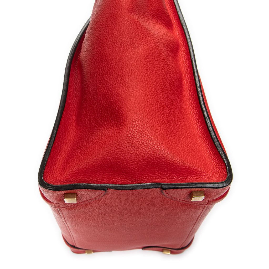 Shoulder Bag Mini Luggage Red Grained Calfskin Leather