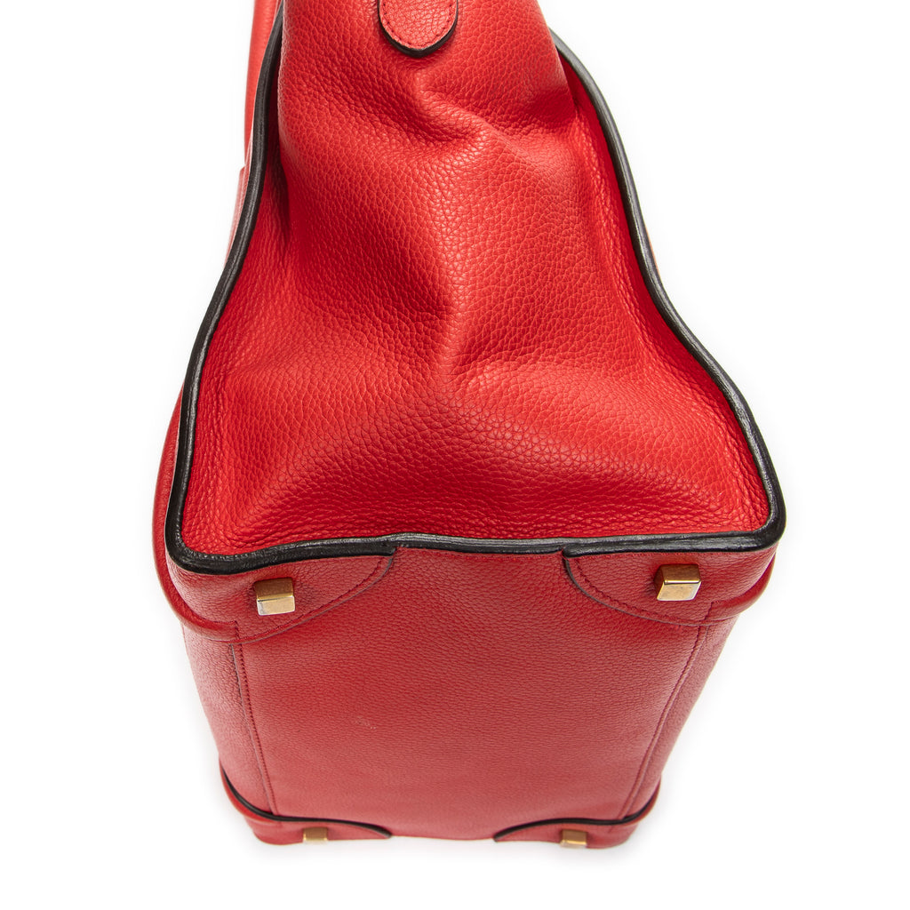 Shoulder Bag Mini Luggage Red Grained Calfskin Leather