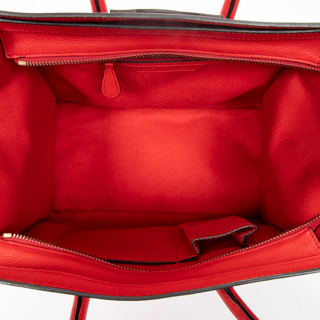 Shoulder Bag Mini Luggage Red Grained Calfskin Leather