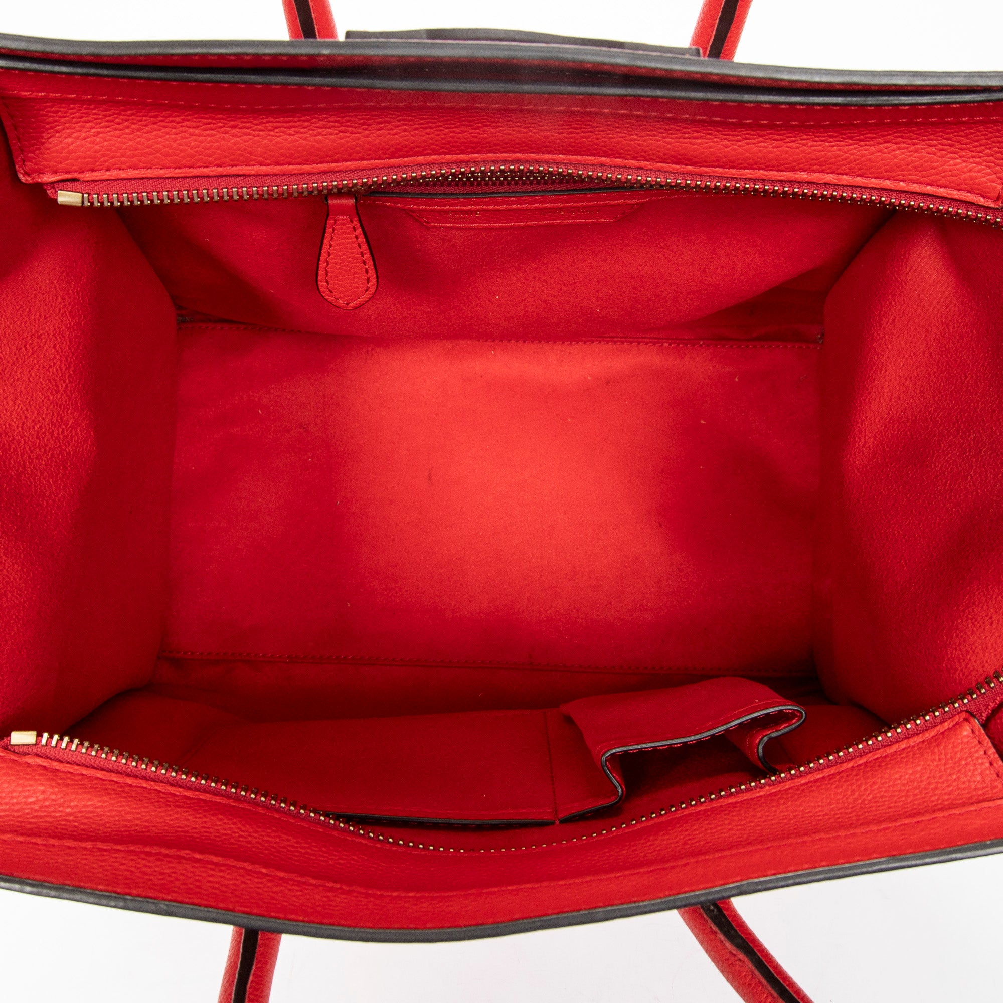 Shoulder Bag Mini Luggage Red Grained Calfskin Leather