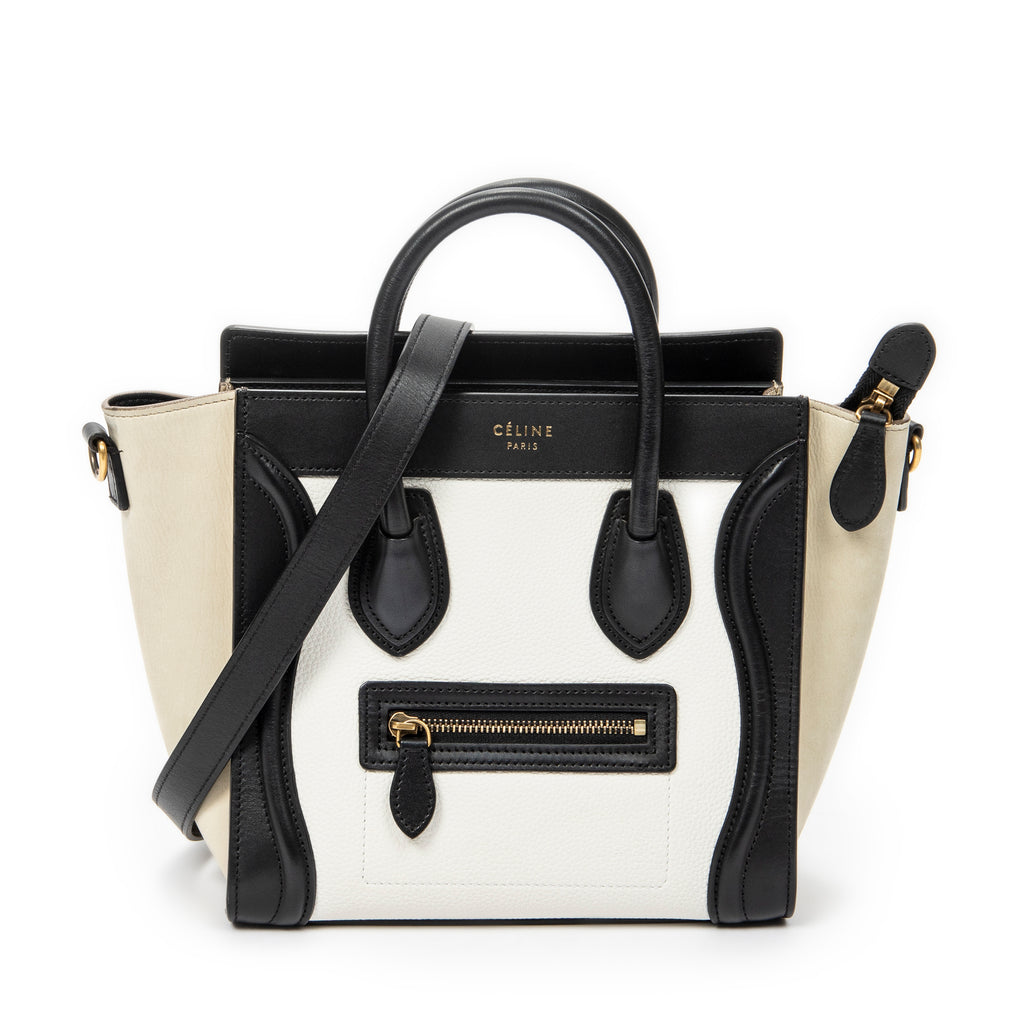 Shoulder Bag Nano Tricolor Luggage White Calfskin Leather
