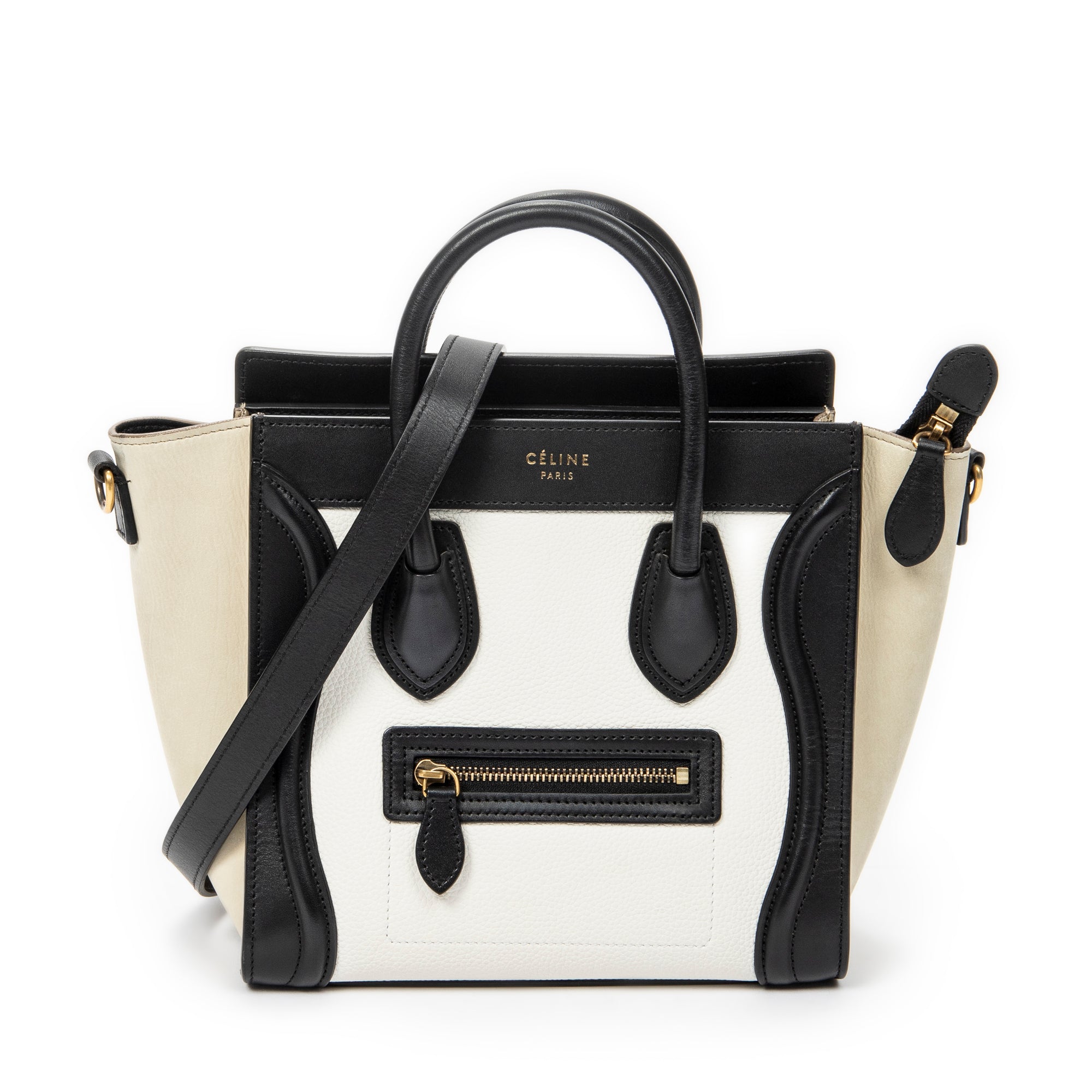 Shoulder Bag Nano Tricolor Luggage White Calfskin Leather