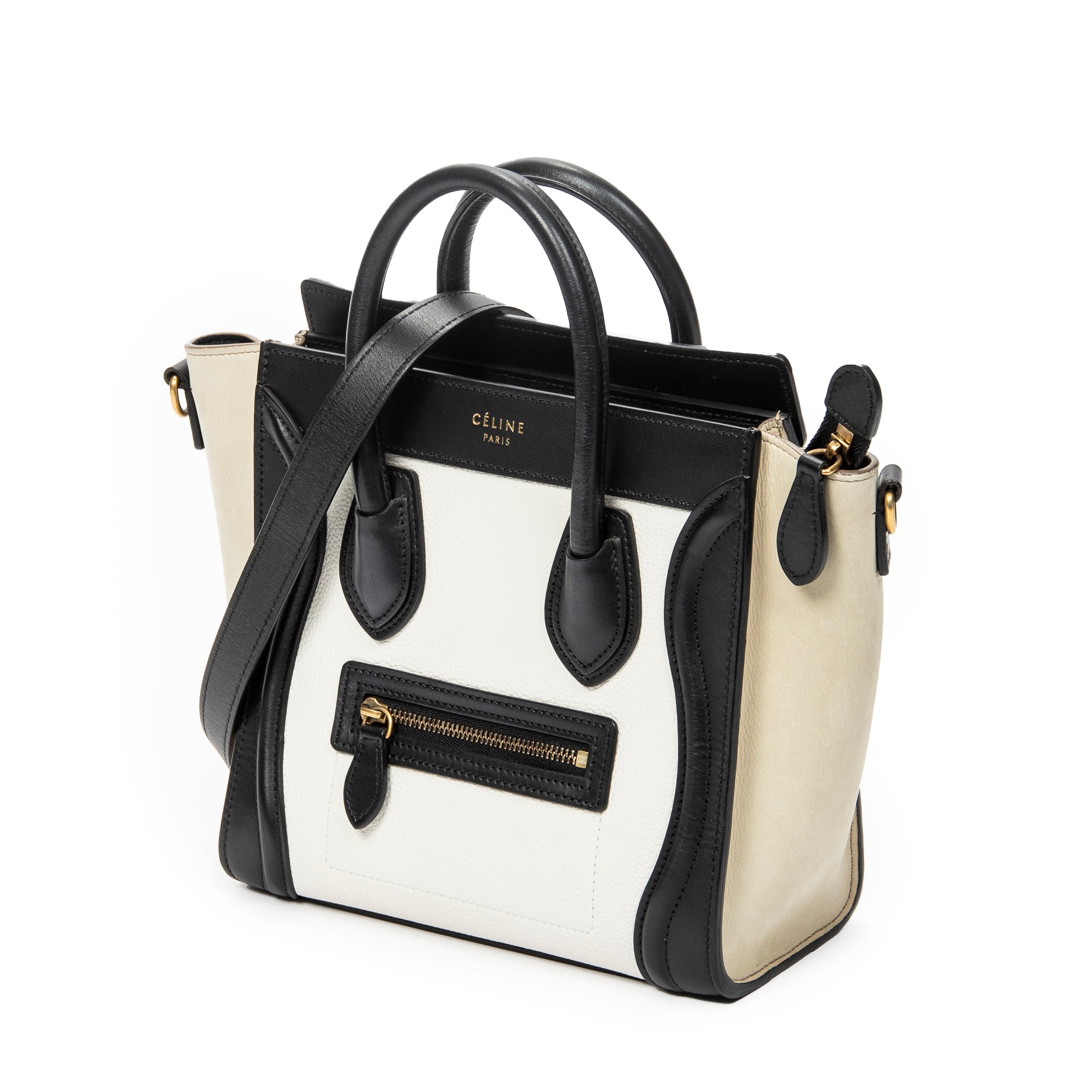 Shoulder Bag Nano Tricolor Luggage White Calfskin Leather