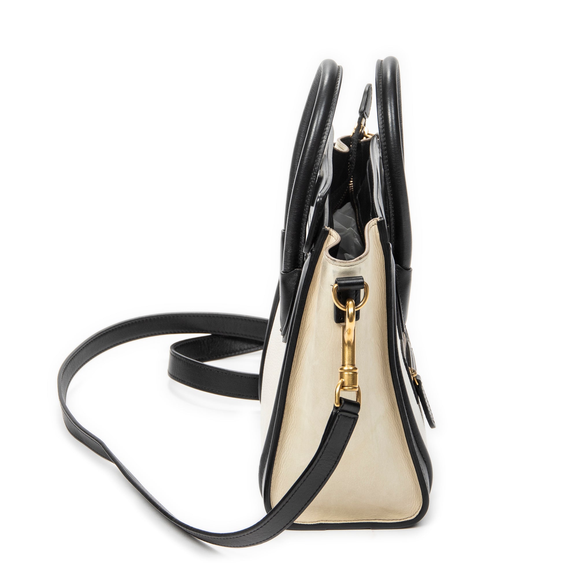 Shoulder Bag Nano Tricolor Luggage White Calfskin Leather