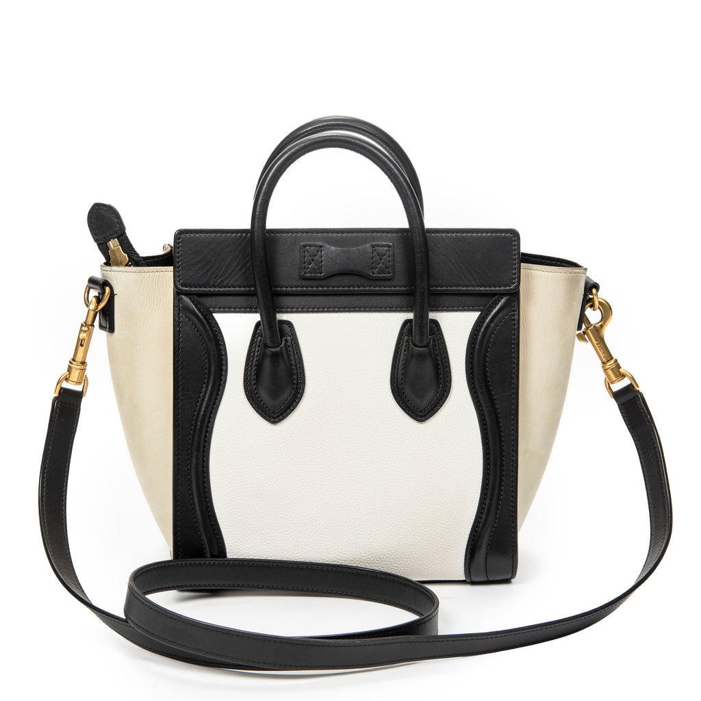 Shoulder Bag Nano Tricolor Luggage White Calfskin Leather