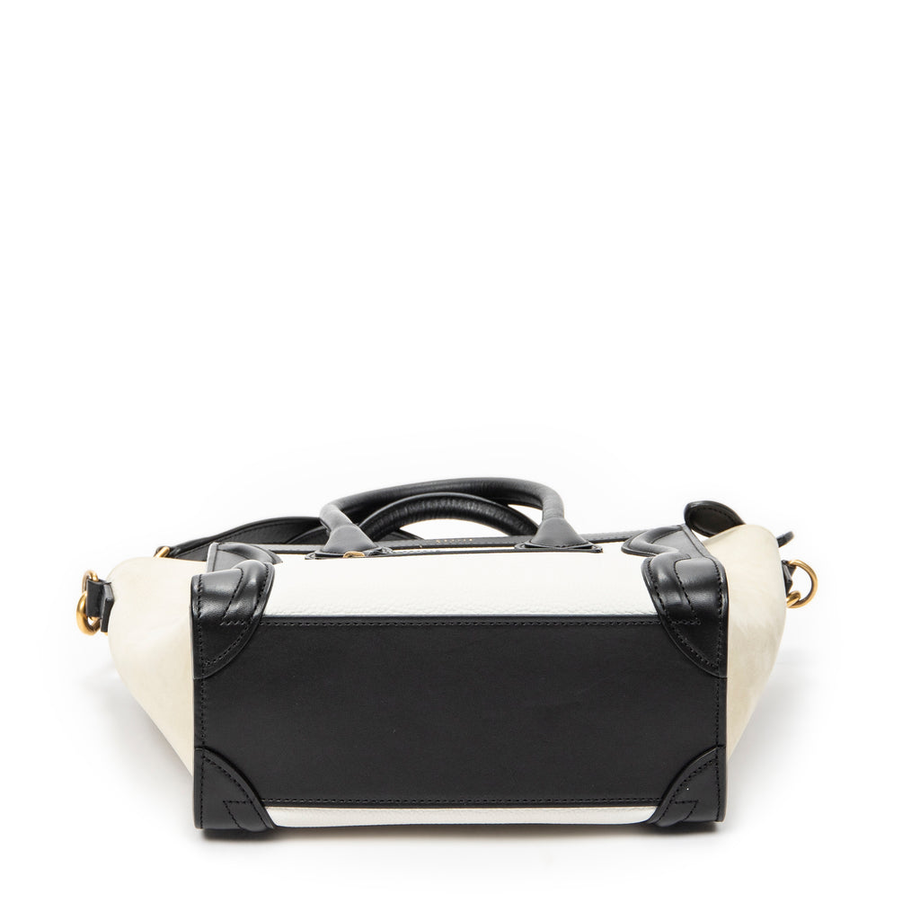 Shoulder Bag Nano Tricolor Luggage White Calfskin Leather