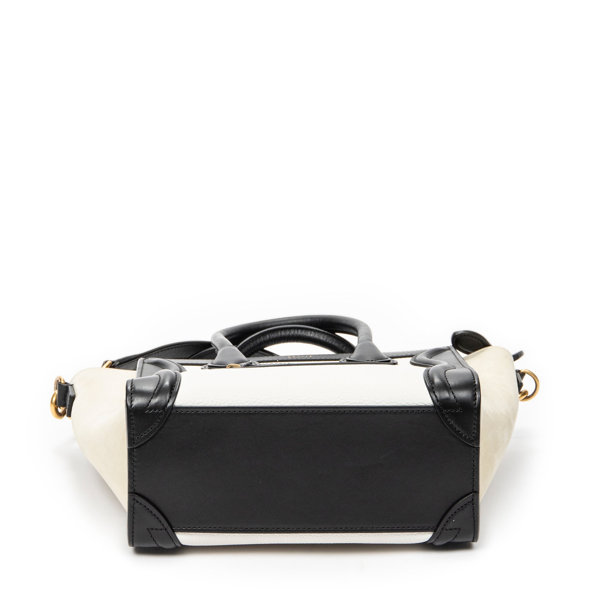 Shoulder Bag Nano Tricolor Luggage White Calfskin Leather