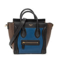 Shoulder Bag Nano Tricolor Luggage Blue Calfskin Leather