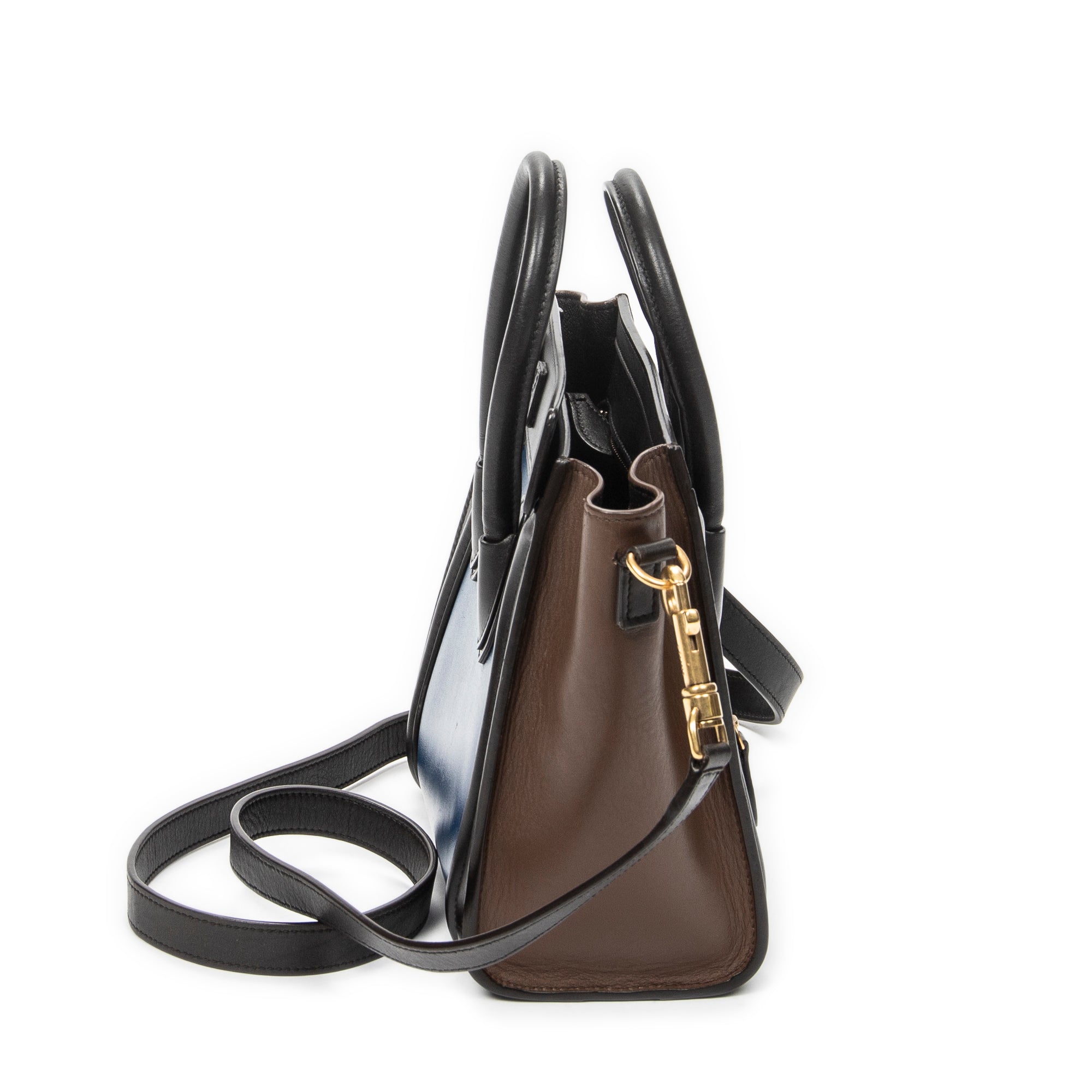 Shoulder Bag Nano Tricolor Luggage Blue Calfskin Leather