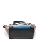 Shoulder Bag Nano Tricolor Luggage Blue Calfskin Leather