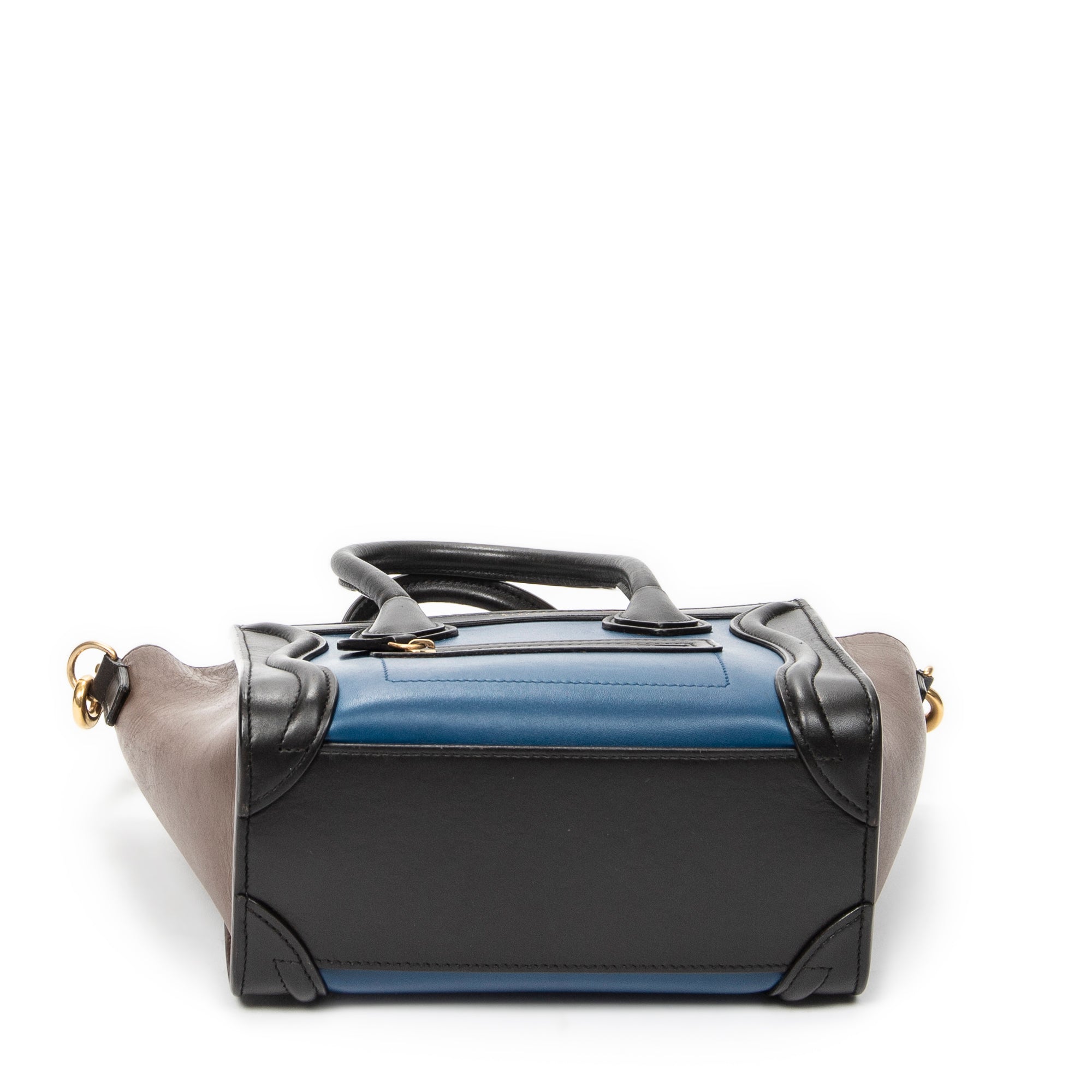 Shoulder Bag Nano Tricolor Luggage Blue Calfskin Leather