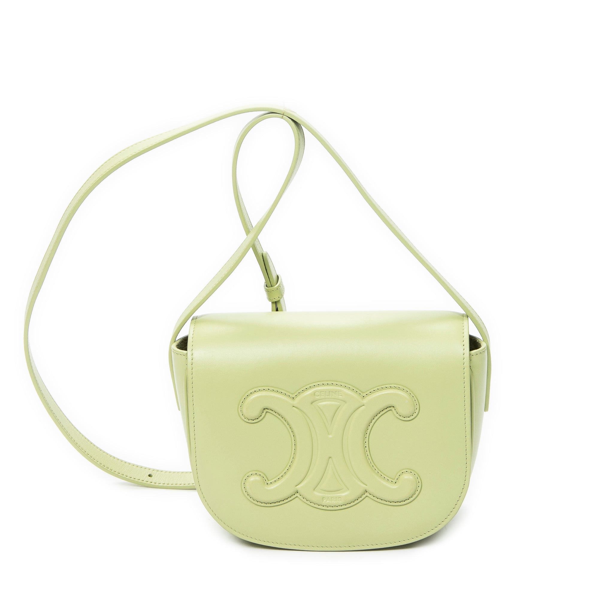 Shoulder Bag Folco Cuir Triomphe Bag Light Green Calfskin Leather