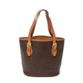 Shoulder Bag Vintage Bucket Tote Brown Macadam Coated Canvas