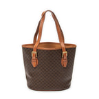 Shoulder Bag Vintage Bucket Tote Brown Macadam Coated Canvas