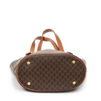 Shoulder Bag Vintage Bucket Tote Brown Macadam Coated Canvas