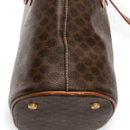 Shoulder Bag Vintage Bucket Tote Brown Macadam Coated Canvas
