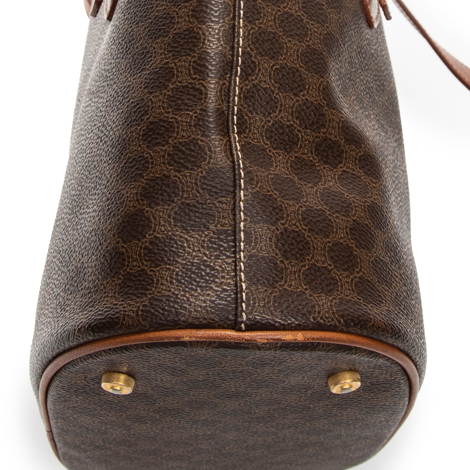 Shoulder Bag Vintage Bucket Tote Brown Macadam Coated Canvas
