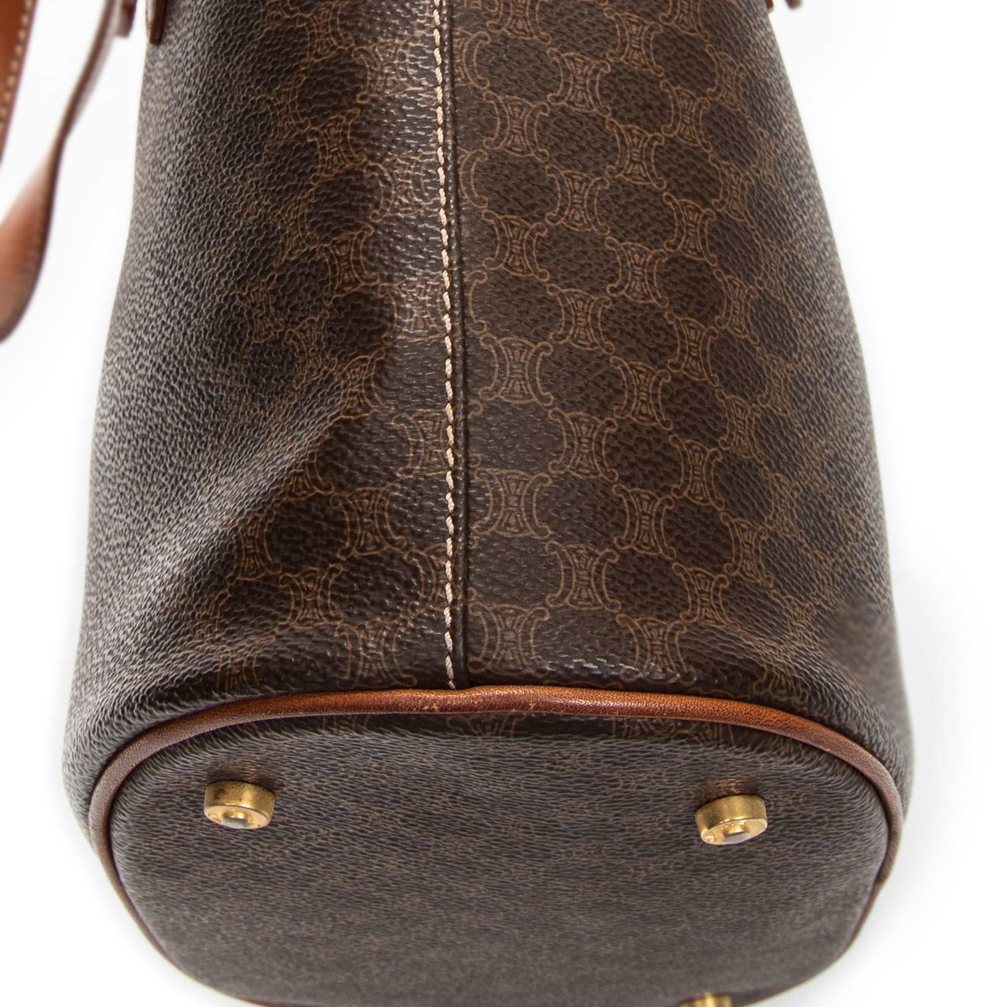 Shoulder Bag Vintage Bucket Tote Brown Macadam Coated Canvas