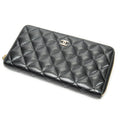 Wallet Classic Zip Around Wallet Black Quilted Caviar Leather